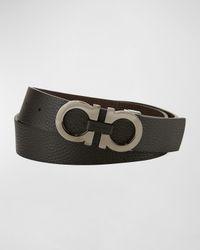 Moufflon Adjustable & Reversible Double-Gancini Buckle Leather Belt