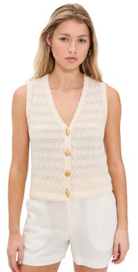 Line & Dot Riya Sweater Vest Ecru S