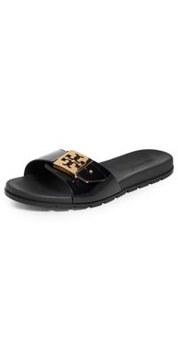 Tory Burch Buckle Slides Perfect Black/Gold 7