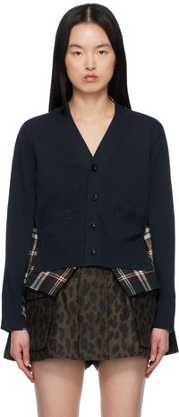 sacai Navy & Green Cardigan
