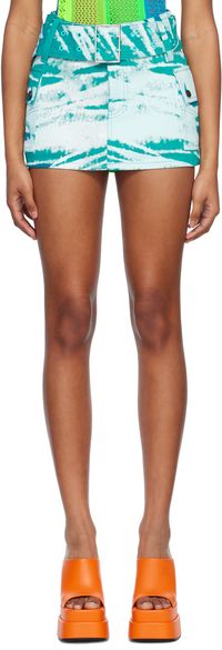 AGR Blue Printed Denim Miniskirt