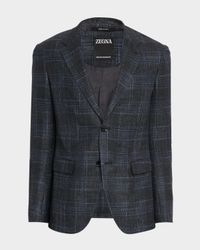 Men's Winter Crossover Check Single-Breasted Sport Coat