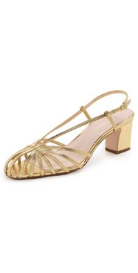 Loeffler Randall Priscilla Lattice Slingback Heeled Sandals Gold 5