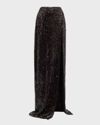 High-Waist Sequined Thigh-Slit Maxi Skirt