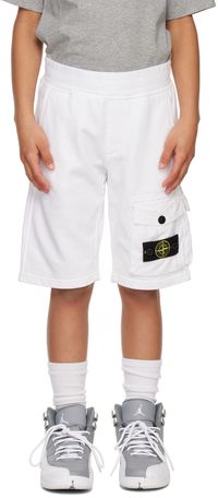 Stone Island Junior Kids White Cargo Shorts