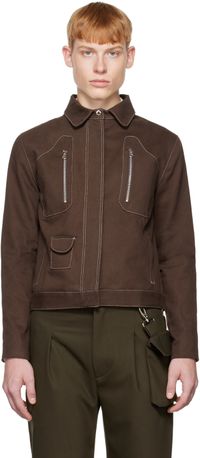 Carlota Barrera Brown Contrast Stitch Jacket