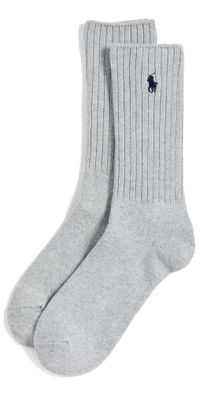 Polo Ralph Lauren Cotton Rib Crew Socks Light Heather Grey 10-13