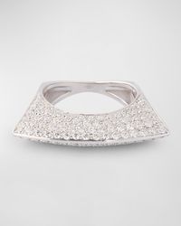 18K White Gold White Diamond Lotus Ring with Cross Pattern