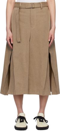 sacai Beige Mix Denim Midi Skirt