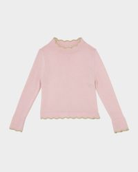 Girl's Skyway Scalloped Wool Knit Top, Size 3T-9