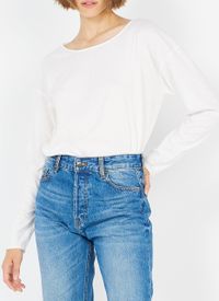 American Vintage - Tee-shirt ample à col bateau en coton - Taille L - Blanc