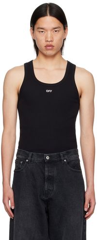 Off-White Débardeur noir en tricot côtelé à logo