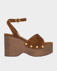 Suede Ankle-Strap Platform Sandals