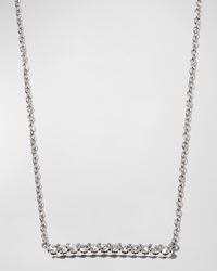 18k White Gold Small Diamond Bar Pendant Necklace, 18"L, 0.30tcw