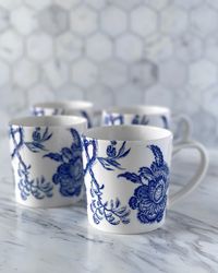 Arcadia Blue Mugs, Set of 4