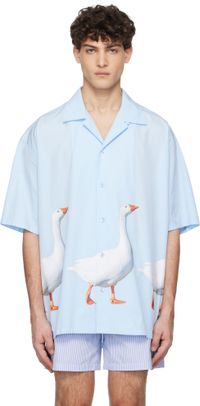 Moschino Blue Goose Cotton Poplin Shirt