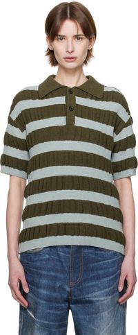 Andersson Bell Blue & Khaki Bubble Stripe Polo