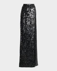 Sequined Thigh-Slit Maxi Skirt
