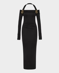 Domenica Embellished Cold-Shoulder Midi Dress