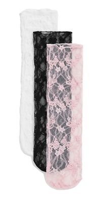 Stems Cassie Lace Crew Socks 3 Pack Ivory/Black/Rose One Size