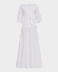 Flower-Embellished Stretch Cotton Maxi Dress