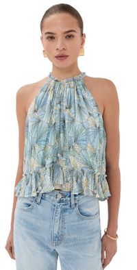 Veronica Beard Renee Top Powder Blue Multi 6