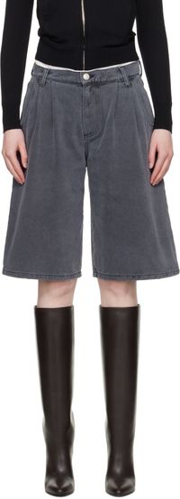 mfpen Gray Flower Rivet Denim Shorts