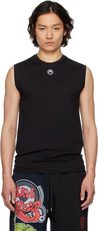 Marine Serre Black Moon Logo Jersey Sleeveless T-shirt