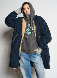 Bellerose - Parka oversize réversible en coton mélangé - Taille 3 - Bleu