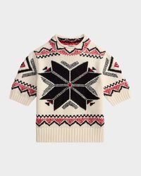 Snowflake Mockneck Short-Sleeve Sweater