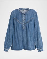 Sunna Long-Sleeve Denim Blouse