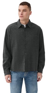 FRAME Long Sleeve Waffle Textured Shirt Heather Grey M
