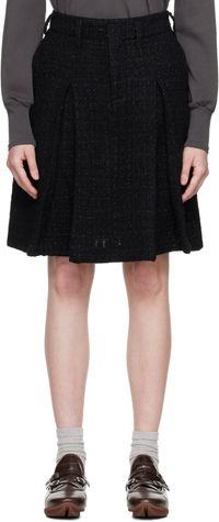 AMBUSH Black Tweed Pleats Midi Skirt