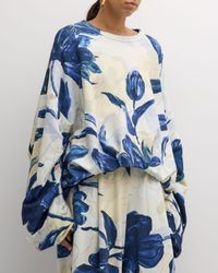 Hannett Floral-Print Balloon Crewneck Sweater