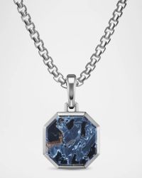 Men's Faceted Stone Amulet in Silver with Pietersite, 16mm