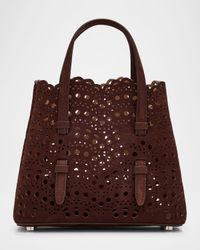 Mina 20 Top-Handle Bag in Perforated Suede