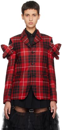 Black Comme des Garçons Veston rouge à carreaux
