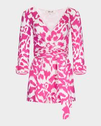 Celeste Abstract-Print Wrap Romper