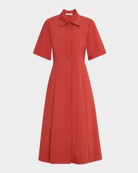 Short-Sleeve Midi Shirtdress