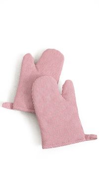 Weezie Oven Mitts Pair Red Stripe One Size