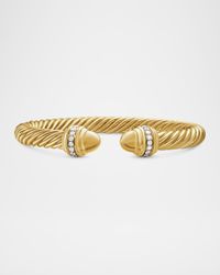 Cable Bracelet with Diamonds in 18K Gold, 7mm
