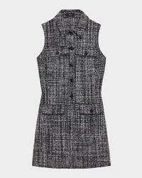 Sleeveless Melange Tweed Mini Dress