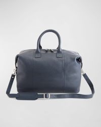 Monogrammed Leather Duffel Bag with Suitcase Handle Strap