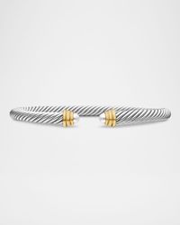 Cable Classics Bracelet with Gemstone in Silver with 18K Gold, 5mm