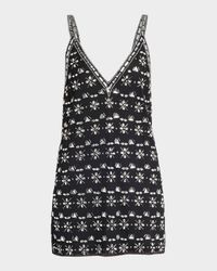 Lynda Deep V-Neck Rhinestone Mini Dress