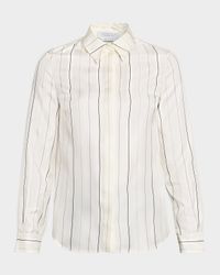 Henri Pinstripe Silk Button-Down Blouse