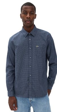 Lacoste Regular Fit Flannel Shirt Navy Blue & Flour M