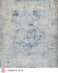 Vintage Loom Light Blue & Beige Rug, 6' x 9'