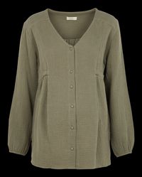Polina - Chemise manches longues de grossesse en coton - Taille XL - Kaki