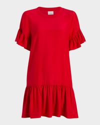Leilah Ruffle Silk T-Shirt Dress